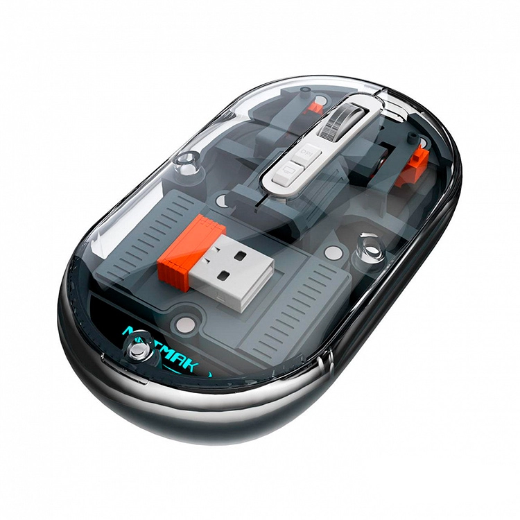 Mouse Netmak Optimize M670 Inalambrico Transparente Gris 2.4GHZ BT 5.0 Art.NM-M670-S